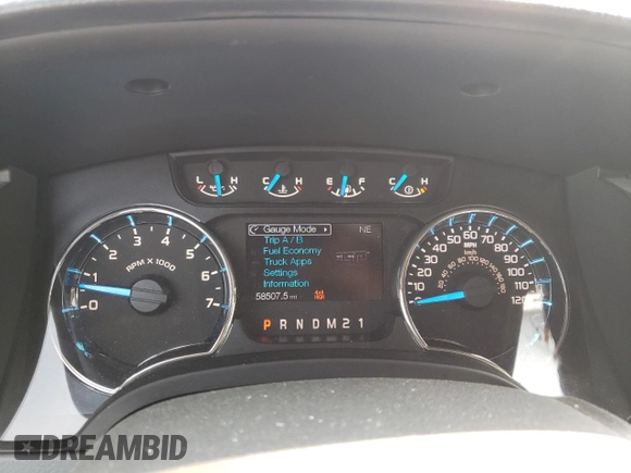 2013 Ford F-150 XL with VIN 1FTFX1EF8DKD72110, listed as a Copart auction lot 58377165 with 58,507 mi miles and Salvage title. Bid and sale history available at DreamBid. Image 9.