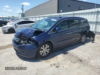 2014 Honda Odyssey EX-L with VIN 5FNRL5H62EB092029, listed as a Copart auction lot 57505555 with Not provided miles and Salvage title. Bid and sale history available at DreamBid. Image 1.