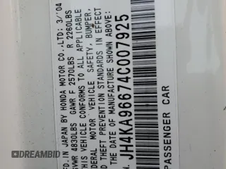 2004 Acura RL w/Navigation System z VIN JH4KA96674C007925, wystawiony jako Copart lot #56732645 z przebiegiem 188 312 mil mil oraz Szkoda całkowita • Salvage title. Historia ofert i sprzedaży dostępna na DreamBid. Obrazek 12.