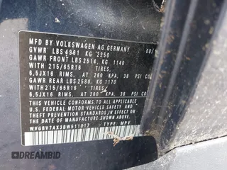 2011 Volkswagen Tiguan SE with VIN WVGBV7AX3BW511017, listed as a IAAI auction lot 42222868 with 120,955 mi miles and . Bid and sale history available at DreamBid. Image 9.
