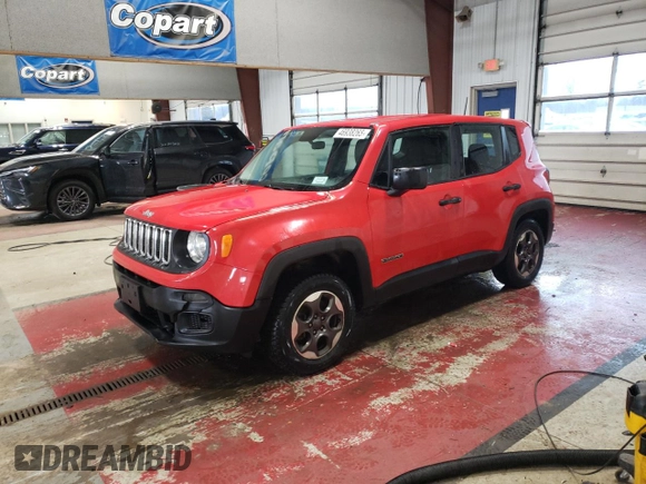 2016 Jeep Renegade Sport with VIN ZACCJBAW3GPC86911, listed as a Copart auction lot 46938265 with 91,630 mi miles and Salvage Title. Bid and sale history available at DreamBid. Image 1.