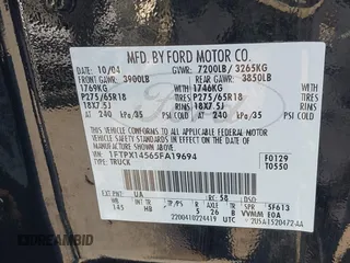 2005 Ford F-150 XLT with VIN 1FTPX14565FA19694, listed as a IAAI auction lot 42598928 with 232,869 mi miles and . Bid and sale history available at DreamBid. Image 9.