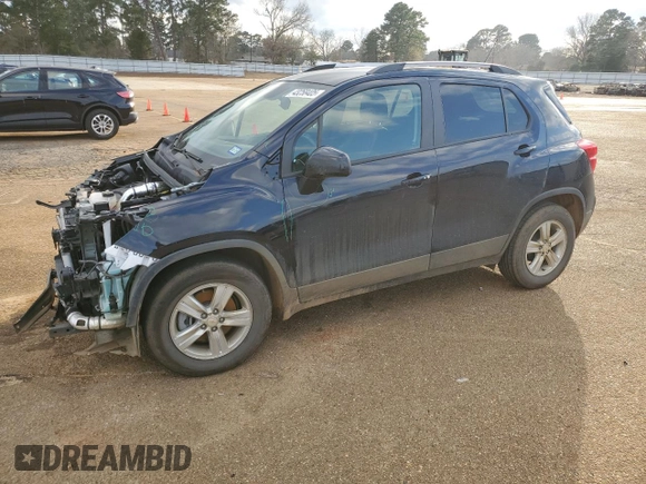2022 Chevrolet Trax LT with VIN KL7CJLSM0NB516282, listed as a Copart auction lot 43258405 with 52,490 mi miles and Salvage Title. Bid and sale history available at carsss.com. Image 1.