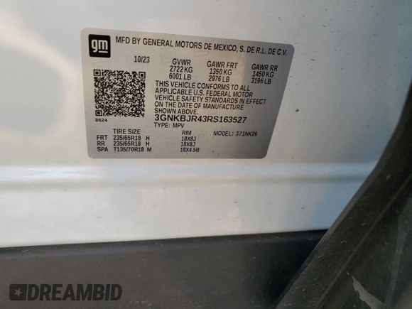 2024 Chevrolet Blazer LT with VIN 3GNKBJR43RS163527, listed as a Copart auction lot 42682745 with 22,883 mi miles and Clean title. Bid and sale history available at DreamBid. Image 14.