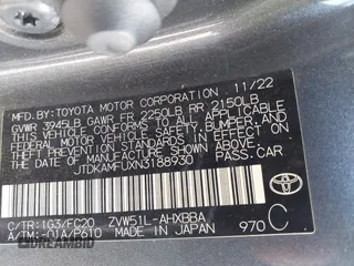2022 Toyota Prius L Eco with VIN JTDKAMFUXN3188930, listed as a IAAI auction lot 42275661 with 116,934 mi miles and . Bid and sale history available at DreamBid. Image 9.
