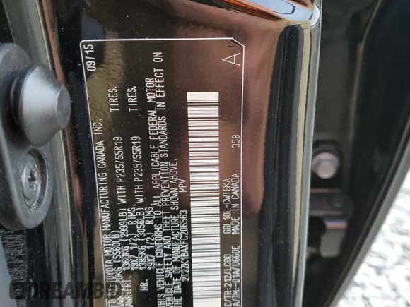 2015 Lexus RX 350 with VIN 2T2ZK1BAXFC206563, listed as a Copart auction lot 85767754 with 76,958 mi miles and Salvage Title. Bid and sale history available at DreamBid. Image 14.