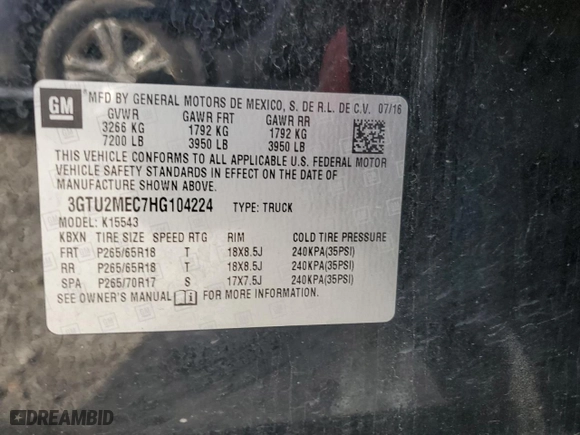 2017 GMC Sierra 1500 SLE with VIN 3GTU2MEC7HG104224, listed as a Copart auction lot 44785845 with 150,209 mi miles and Salvage Title. Bid and sale history available at carsss.com. Image 12.