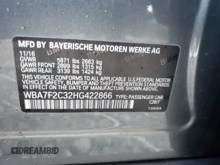 2017 BMW 7 Series with VIN WBA7F2C32HG422866, listed as a Copart auction lot 76177184 with 146,565 mi miles and Salvage Title. Bid and sale history available at DreamBid. Image 12.