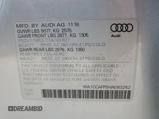 2017 Audi SQ5 Premium Plus with VIN WA1CCAFP5HA083262, listed as a Copart auction lot 46470175 with 117,460 mi miles and Salvage Title. Bid and sale history available at carsss.com. Image 16.