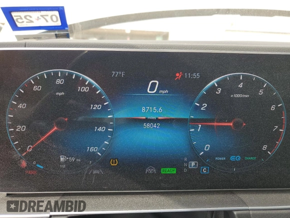 2020 Mercedes-Benz GLE 580 with VIN 4JGFB8GB2LA168470, listed as a Copart auction lot 43975845 with 58,042 mi miles and Salvage title. Bid and sale history available at DreamBid. Image 9.