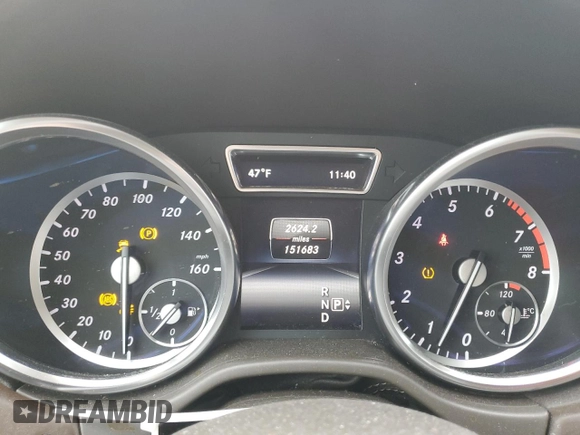 2015 Mercedes-Benz M ML 350 with VIN 4JGDA5JBXFA599743, listed as a Copart auction lot 47991455 with 151,683 mi miles and Salvage Title. Bid and sale history available at carsss.com. Image 9.