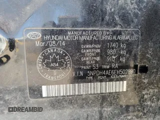2014 Hyundai Elantra Limited z VIN 5NPDH4AE6EH502890, wystawiony jako Copart lot #55773585 z przebiegiem 196 922 mil mil oraz Szkoda całkowita • Salvage title. Historia ofert i sprzedaży dostępna na DreamBid. Obrazek 12.
