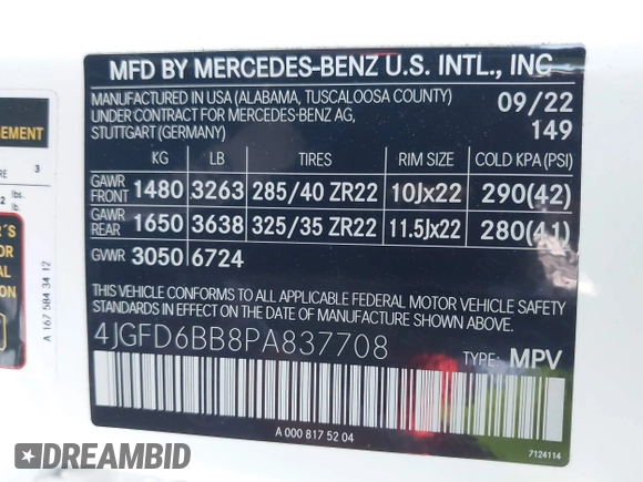 2023 Mercedes-Benz GLE 53 AMG with VIN 4JGFD6BB8PA837708, listed as a IAAI auction lot 41645242 with 31,385 mi miles and . Bid and sale history available at DreamBid. Image 9.