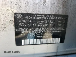 2015 Hyundai Sonata Limited with VIN 5NPE34AF8FH031788, listed as a Copart auction lot 54915995 with 91,722 mi miles and Salvage Title. Bid and sale history available at DreamBid. Image 12.