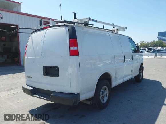 2023 Chevrolet Express Cargo with VIN 1GCWGAFP2P1100606, listed as a IAAI auction lot 42450171 with 34,000 mi miles and . Bid and sale history available at DreamBid. Image 4.