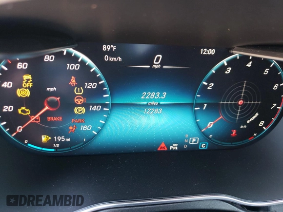 2020 Mercedes-Benz C 300 with VIN W1KWK8EBXLF988831, listed as a Copart auction lot 73418094 with 12,283 mi miles and Salvage Title. Bid and sale history available at DreamBid. Image 9.