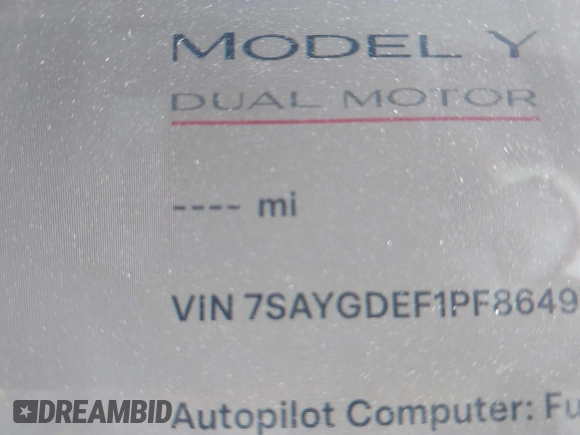 2023 Tesla Model Y Performance with VIN 7SAYGDEF1PF864976, listed as a IAAI auction lot 41667676 with Not Provided miles and . Bid and sale history available at DreamBid. Image 14.