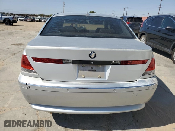 2005 BMW 7 Series 745Li with VIN WBAGN63535DS58696, listed as a Copart auction lot 57582104 with Not Provided miles and Clean Title. Bid and sale history available at DreamBid. Image 6.