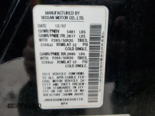 2008 Infiniti FX with VIN JNRAS08W28X208178, listed as a Copart auction lot 62330405 with 228,371 mi miles and Salvage title. Bid and sale history available at DreamBid. Image 13.