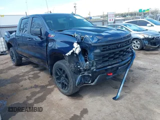 2022 Chevrolet Silverado 1500 Custom Trail Boss with VIN 3GCPDCEK3NG684432, listed as a IAAI auction lot 41896116 with 37,523 mi miles and . Bid and sale history available at DreamBid. Image 1.