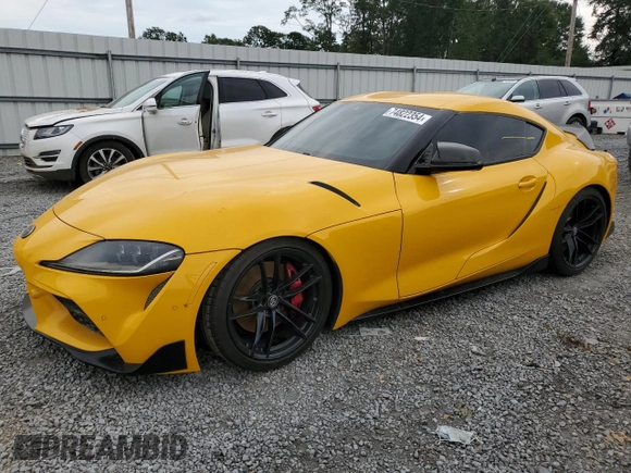 2020 Toyota GR Supra 3.0 with VIN WZ1DB4C08LW024774, listed as a Copart auction lot 74822354 with 0 mi miles and Salvage Title. Bid and sale history available at carsss.com. Image 1.
