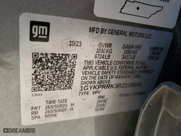 2024 Cadillac LYRIQ Luxury with VIN 1GYKPRRK3RZ109844, listed as a Copart auction lot 43768525 with 28,191 mi miles and Salvage Title. Bid and sale history available at carsss.com. Image 12.