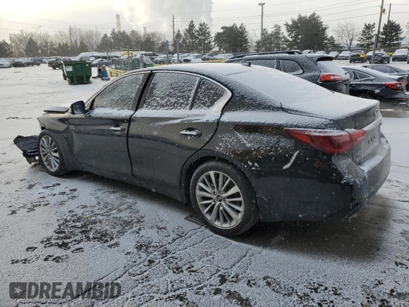 2023 Infiniti Q50 Luxe with VIN JN1EV7BR8PM541976, listed as a Copart auction lot 45134995 with 19,621 mi miles and Salvage title. Bid and sale history available at DreamBid. Image 2.