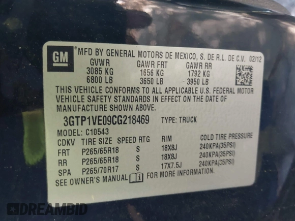 2012 GMC Sierra 1500 SLE z VIN 3GTP1VE09CG218469, wystawiony jako IAAI lot #42079393 z przebiegiem 215 764 mil mil oraz . Historia ofert i sprzedaży dostępna na DreamBid. Obrazek 9.