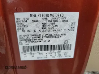 2007 Ford F-150 XLT with VIN 1FTPW12V57KC23130, listed as a Copart auction lot 59785685 with 149,350 mi miles and Salvage title. Bid and sale history available at DreamBid. Image 12.