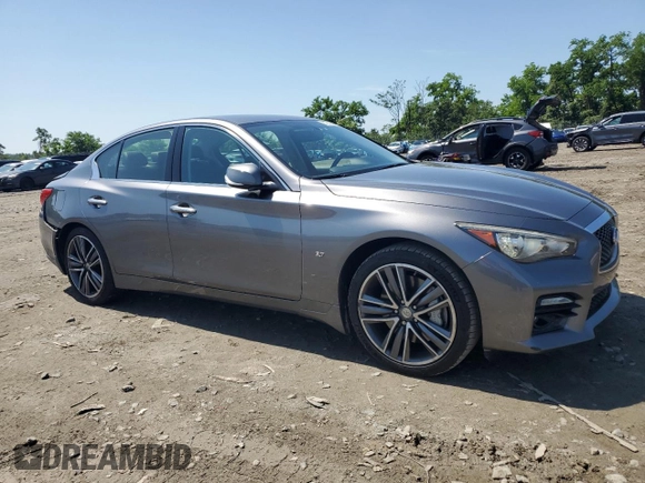2015 Infiniti Q50 Premium with VIN JN1BV7AR6FM415389, listed as a Copart auction lot 61653845 with 124,141 mi miles and Salvage title. Bid and sale history available at DreamBid. Image 4.