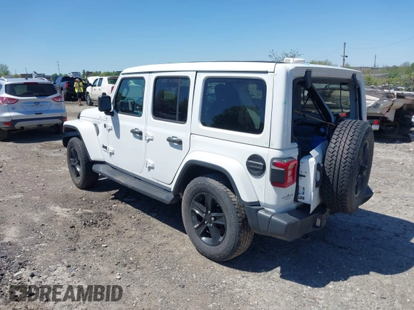 2021 Jeep Wrangler Unlimited Sahara z VIN 1C4HJXEN2MW528137, wystawiony jako IAAI lot #42134514 z przebiegiem 50 030 mil mil oraz . Historia ofert i sprzedaży dostępna na DreamBid. Obrazek 3.
