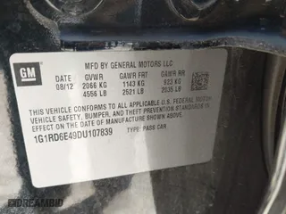 2013 Chevrolet Volt with VIN 1G1RD6E49DU107839, listed as a IAAI auction lot 42001346 with 91,177 mi miles. Bid and sale history available at carsss.com. Image 9.
