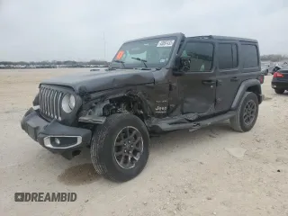2020 Jeep Wrangler Unlimited Sahara with VIN 1C4HJXENXLW148140, listed as a Copart auction lot 43897435 with 104,411 mi miles and Salvage Title. Bid and sale history available at carsss.com. Image 1.