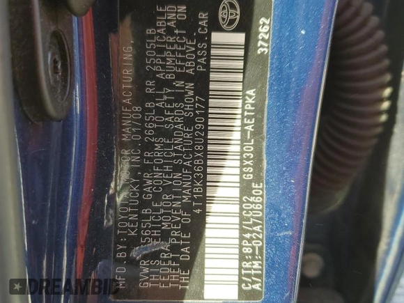 2008 Toyota Avalon XL with VIN 4T1BK36BX8U290177, listed as a Copart auction lot 50640855 with Not Provided miles and Salvage Title. Bid and sale history available at carsss.com. Image 15.