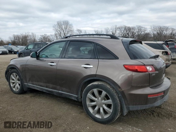 2003 Infiniti FX Options z VIN JNRAS08W03X202372, wystawiony jako Copart lot #46626995 z przebiegiem 124 061 mil mil oraz Szkoda całkowita • Salvage title. Historia ofert i sprzedaży dostępna na DreamBid. Obrazek 2.