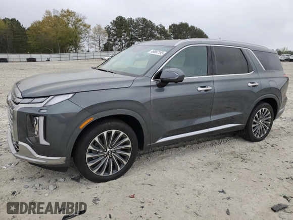 2024 Hyundai Palisade Calligraphy z VIN KM8R7DGEXRU805209, wystawiony jako Copart lot #49897195 z przebiegiem 8394 mil mil oraz Szkoda całkowita • Salvage title. Historia ofert i sprzedaży dostępna na DreamBid. Obrazek 1.
