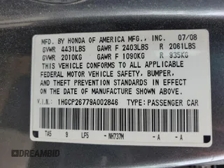2009 Honda Accord EX z VIN 1HGCP26779A002846, wystawiony jako Copart lot #58467825 z przebiegiem 270 606 mil mil oraz Szkoda całkowita • Salvage title. Historia ofert i sprzedaży dostępna na DreamBid. Obrazek 13.
