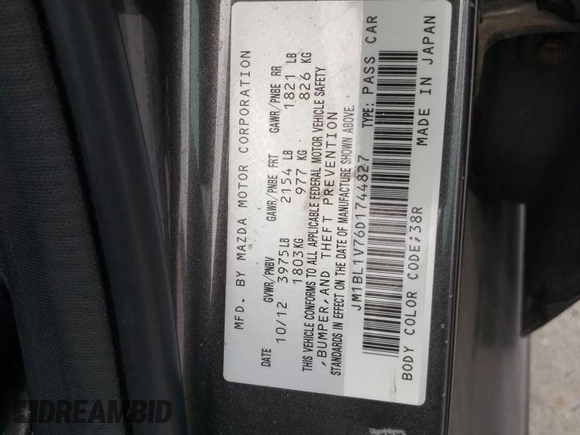 2013 Mazda 3 i Touring with VIN JM1BL1V76D1744827, listed as a Copart auction lot 51038295 with 152,292 mi miles and Salvage Title. Bid and sale history available at DreamBid. Image 14.