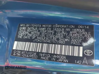2014 Toyota Prius One z VIN JTDKDTB34E1571983, wystawiony jako IAAI lot #41760657 z przebiegiem 237 497 mil mil oraz . Historia ofert i sprzedaży dostępna na DreamBid. Obrazek 9.