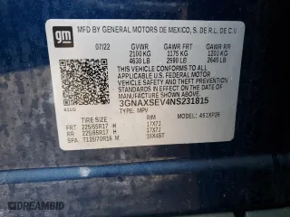 2022 Chevrolet Equinox LS with VIN 3GNAXSEV4NS231815, listed as a Copart auction lot 46831995 with 43,153 mi miles and Non Repairable. Bid and sale history available at carsss.com. Image 15.
