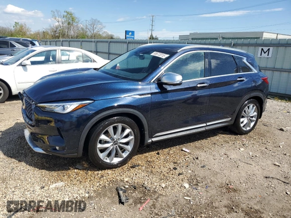 2021 Infiniti QX50 Essential z VIN 3PCAJ5CB2MF107683, wystawiony jako Copart lot #55672015 z przebiegiem 67 585 mil mil oraz Szkoda całkowita • Salvage title. Historia ofert i sprzedaży dostępna na DreamBid. Obrazek 1.