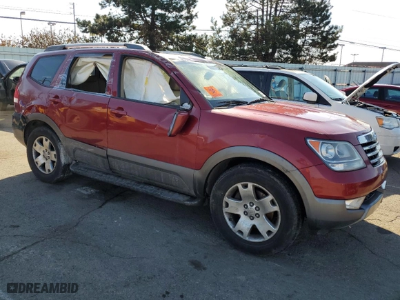 2009 Kia Borrego EX with VIN KNDJJ741695016197, listed as a Copart auction lot 44312165 with 217,492 mi miles and Salvage Title. Bid and sale history available at carsss.com. Image 4.