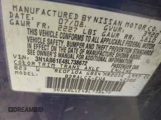 2008 Nissan Sentra S with VIN 3N1AB61E48L738672, listed as a IAAI auction lot 42415195 with 176,571 mi miles and . Bid and sale history available at DreamBid. Image 9.