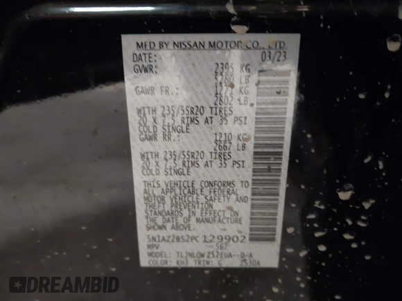 2023 Nissan Murano SV z VIN 5N1AZ2BS2PC129902, wystawiony jako IAAI lot #41991008 z przebiegiem 16 774 mil mil oraz . Historia ofert i sprzedaży dostępna na DreamBid. Obrazek 9.