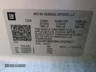 2019 Chevrolet Silverado 1500 Custom with VIN 1GCRYBEH9KZ222917, listed as a Copart auction lot 44369895 with 98,872 mi miles and Salvage Title. Bid and sale history available at DreamBid. Image 14.