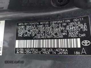 2011 Toyota Corolla L with VIN JTDBU4EE9B9135288, listed as a IAAI auction lot 41933259 with 146,039 mi miles. Bid and sale history available at carsss.com. Image 9.