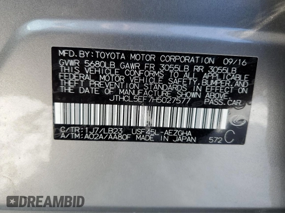 2017 Lexus LS 460 with VIN JTHCL5EF7H5027577, listed as a Copart auction lot 45211675 with 38,802 mi miles and Salvage title. Bid and sale history available at DreamBid. Image 13.
