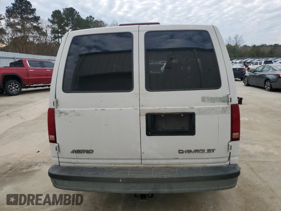 1998 Chevrolet Astro Cargo Van with VIN 1GCDM19W8WB159476, listed as a Copart auction lot 41805445 with 0 mi miles and Salvage Title. Bid and sale history available at carsss.com. Image 6.