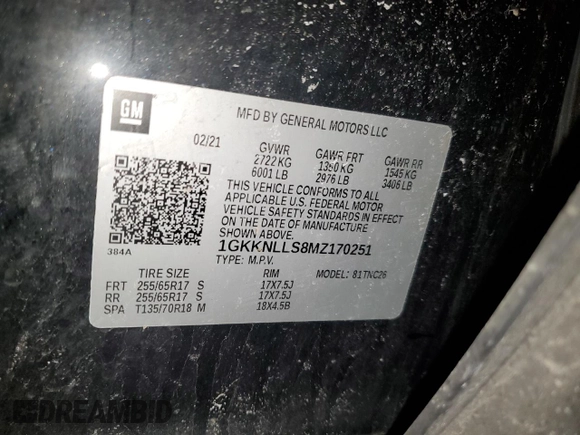 2021 GMC Acadia AT4 z VIN 1GKKNLLS8MZ170251, wystawiony jako Copart lot #46482045 z przebiegiem 91 786 mil mil oraz Szkoda całkowita • Salvage title. Historia ofert i sprzedaży dostępna na DreamBid. Obrazek 13.
