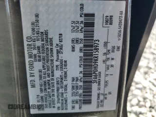 2019 Ford Fusion SE with VIN 3FA6P0HD9KR158973, listed as a Copart auction lot 50158435 with 76,956 mi miles and Salvage Title. Bid and sale history available at DreamBid. Image 12.